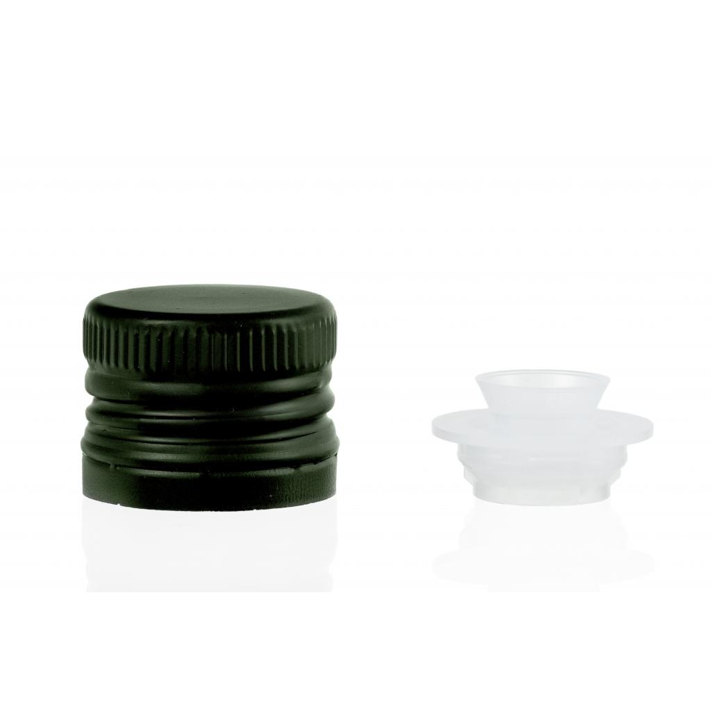 Screw on, crown, mechanical stoppers - Aluminium stopper + threaded insert green