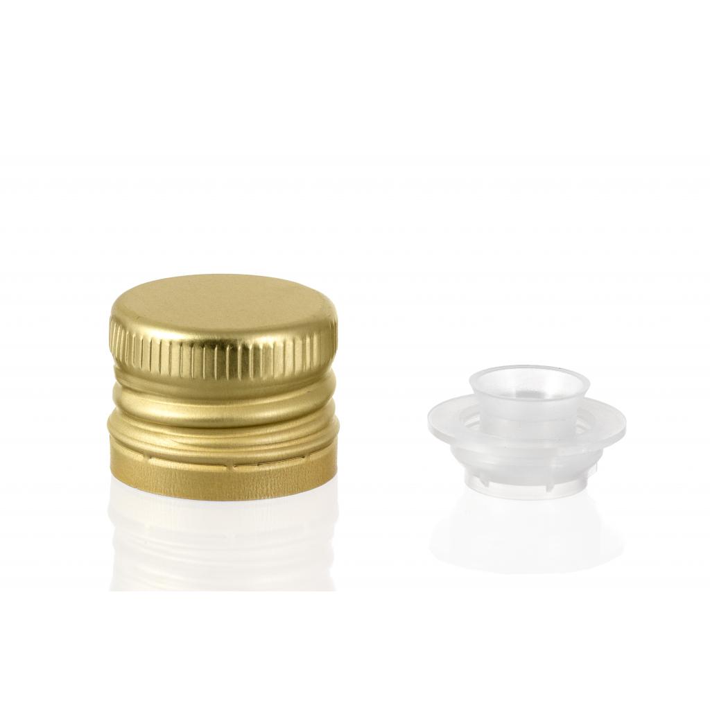 Screw on, crown, mechanical stoppers - Aluminium stopper + threaded insert gold