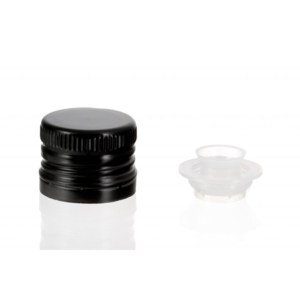 Screw on, crown, mechanical stoppers - Aluminium stopper + threaded insert black