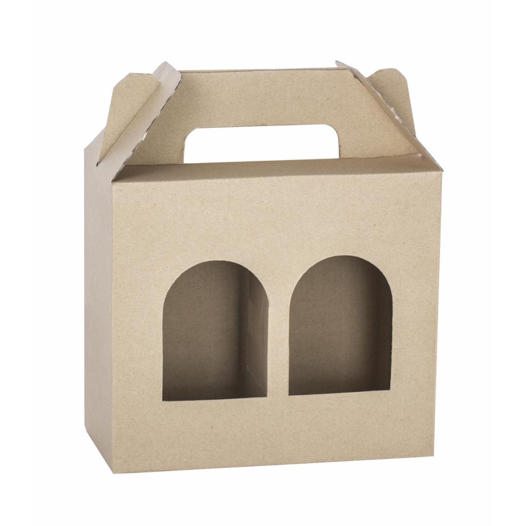 Wellenförmige Kartonverpackung - Karton-Flaschenträger 2x720 ml (unbedruckt)