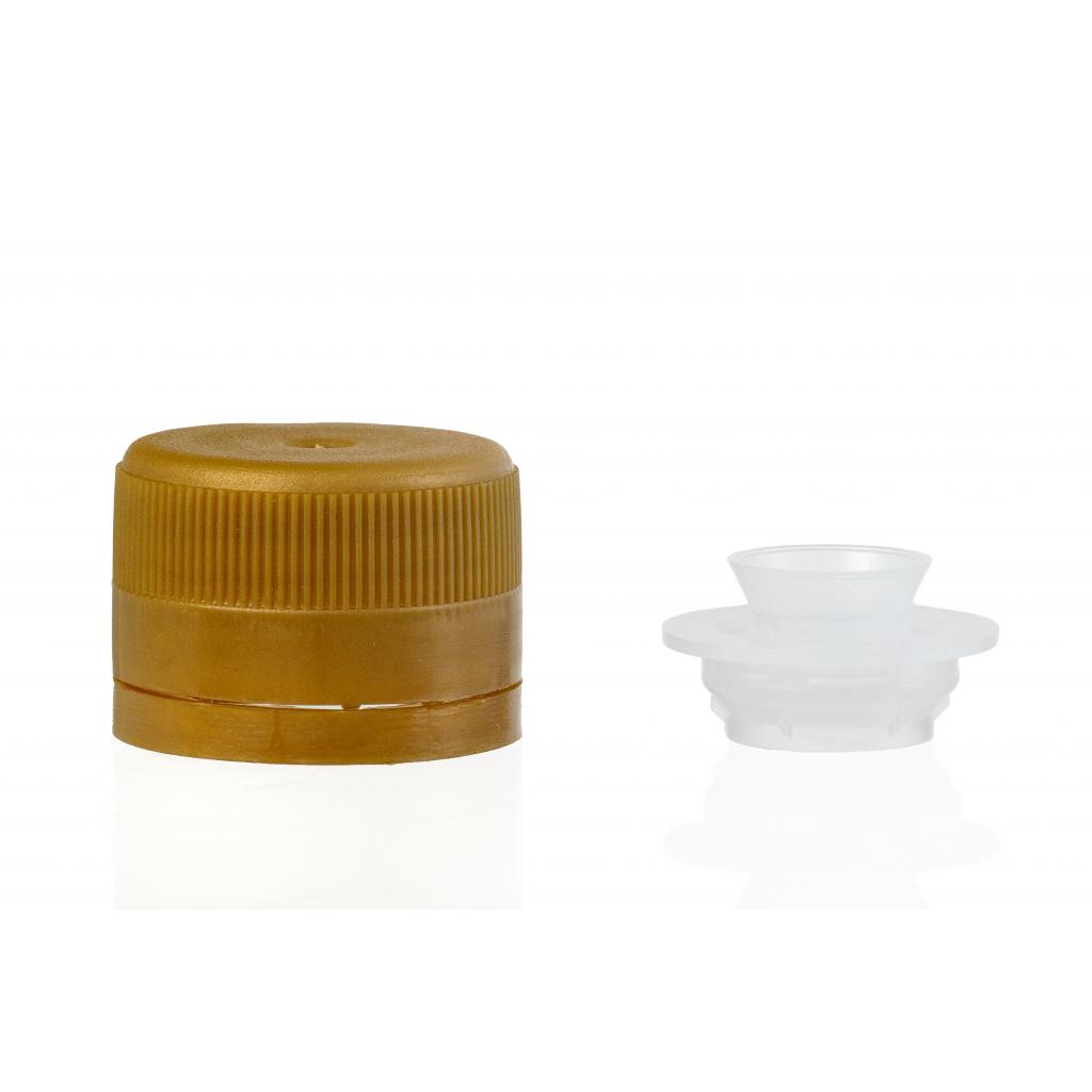 Screw on, crown, mechanical stoppers - Stopper pvc + insert thread gold