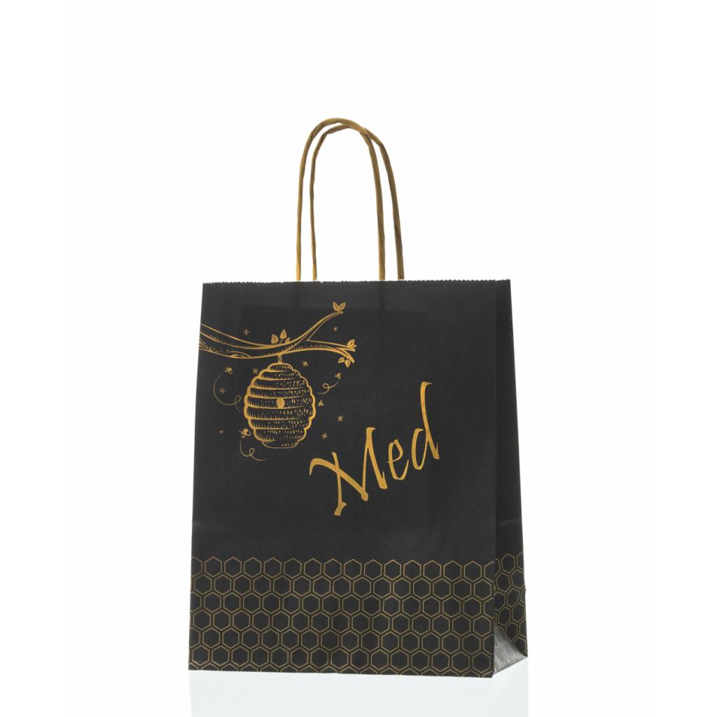 For beekeepers - Paper bag black+honeycomb