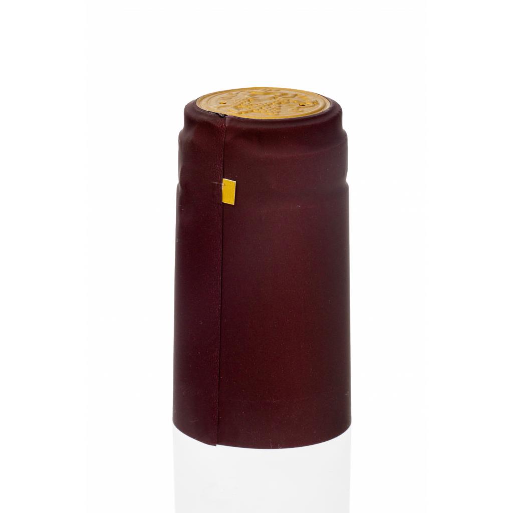 PVC-Kappen - PVC-Schrumpfkapsel Bordeauxrot mit goldenem Traubensymbol