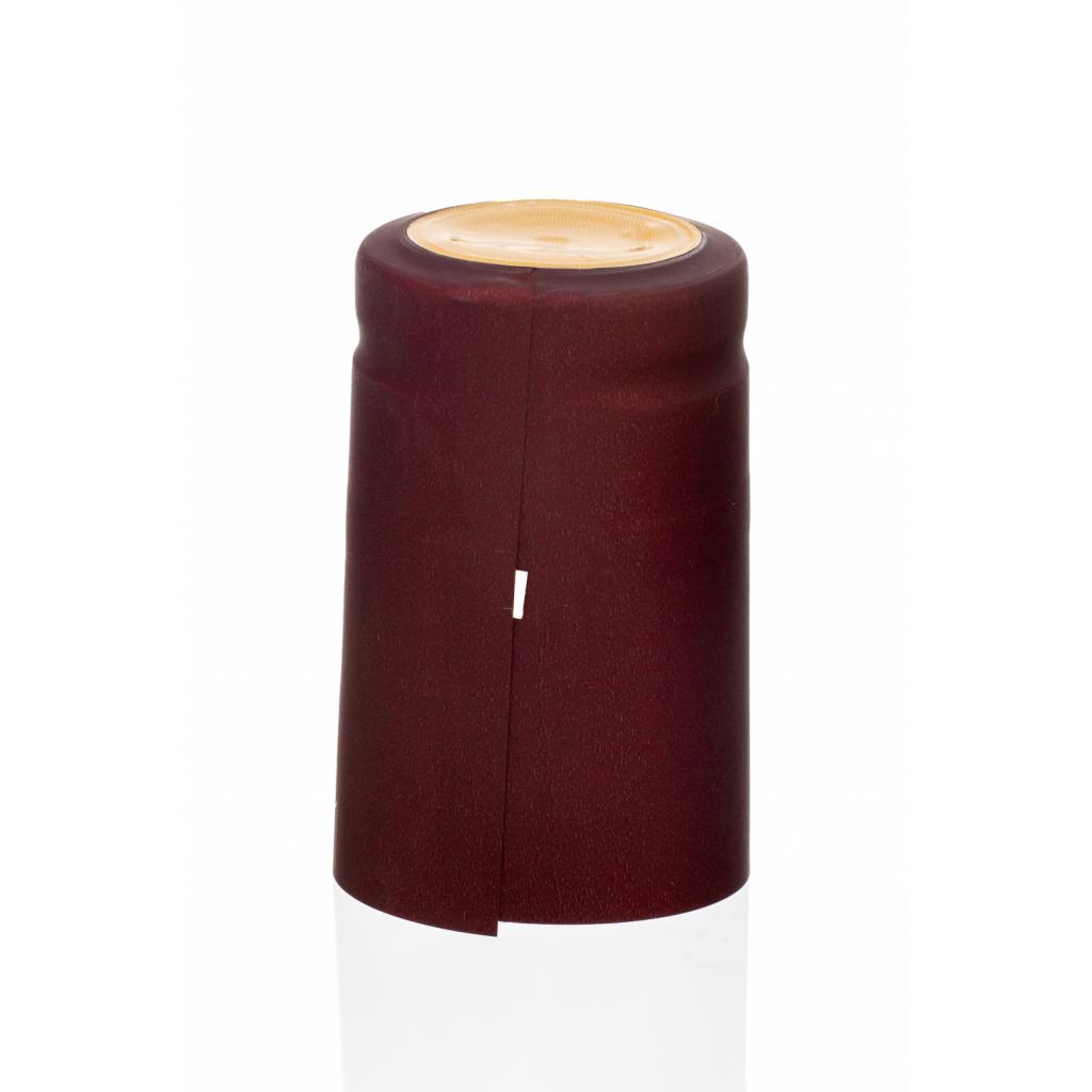 PVC-Kappen - PVC-Schrumpfkapsel Bordeauxrot mit goldenem Traubensymbol, groß