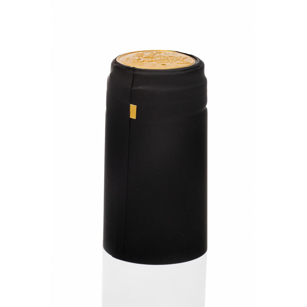 PVC-Kappen - PVC-Schrumpfkapsel schwarz mit goldenem Traubensymbol