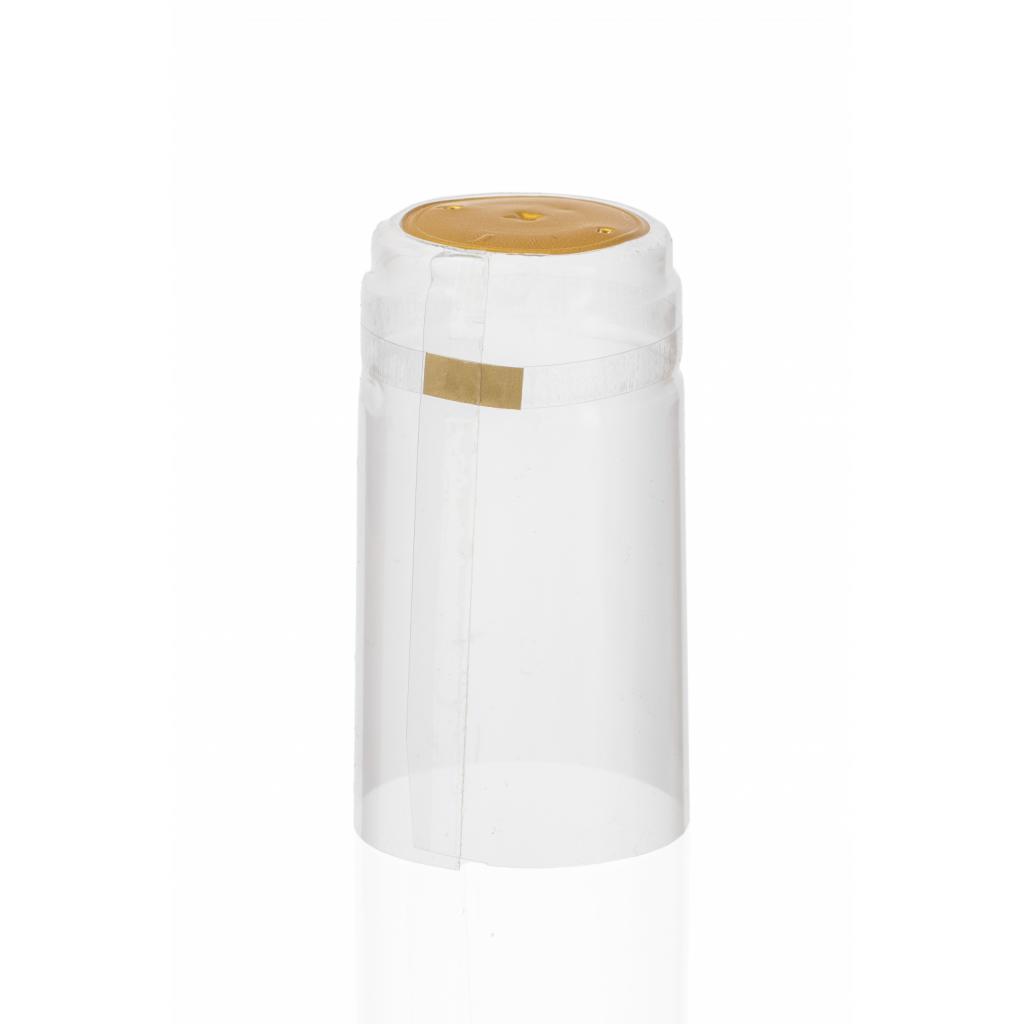 PVC-Kappen - PVC-Schrumpfkapsel transparent mit goldenem Traubensymbol