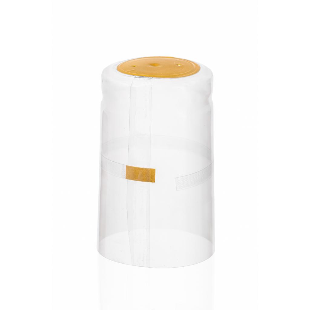 PVC-Kappen - PVC-Schrumpfkapsel transparent mit goldenem Traubensymbol, groß