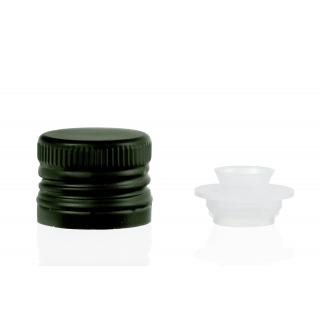 Screw on, crown, mechanical stoppers - Aluminium stopper + threaded insert green