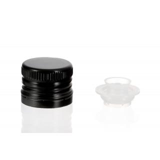 Screw on, crown, mechanical stoppers - Aluminium stopper + threaded insert black