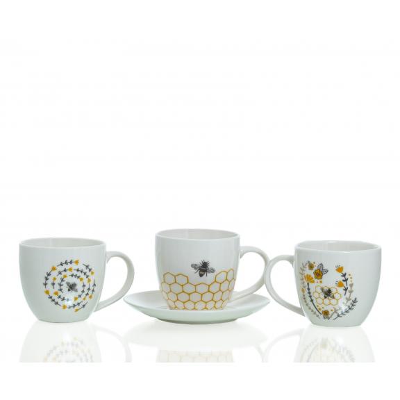 Table accessories - Set of 6 white coffee cups with bees