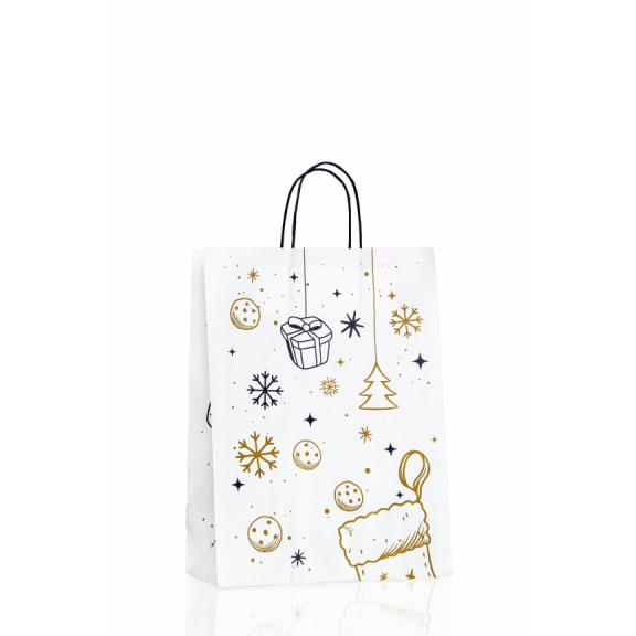Geschenktüten aus Papier - Geschenktüte X-Mas + blauer Griff