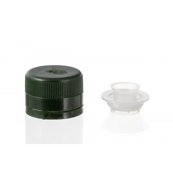 Screw on, crown, mechanical stoppers - Stopper pvc + insert thread green
