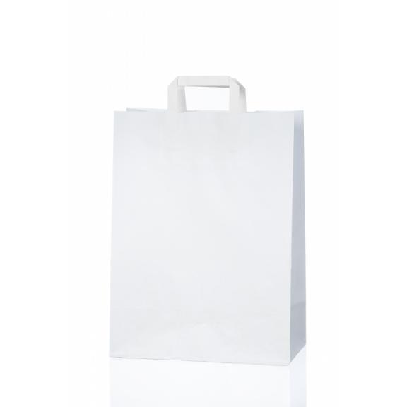 Geschenktüten aus Papier - Papiertüte weiß (flacher Griff)