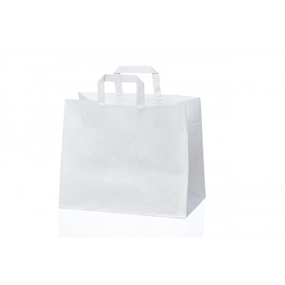 Geschenktüten aus Papier - Papiertüte weiß (flacher Griff)