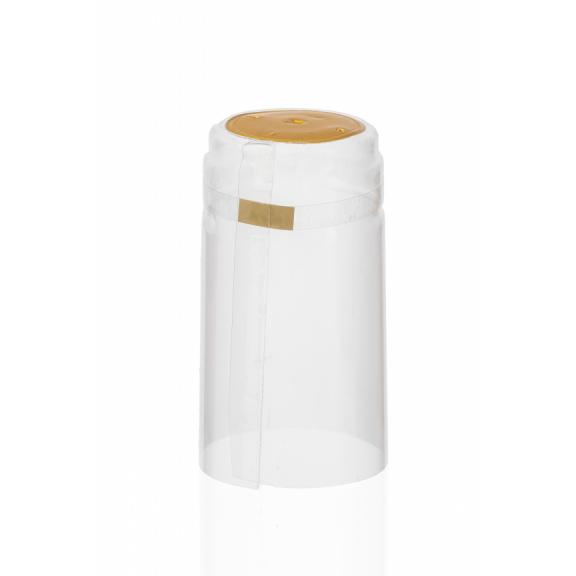 PVC-Kappen - PVC-Schrumpfkapsel transparent mit goldenem Traubensymbol